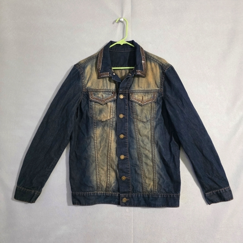Robin's Jean Womens Rhinestone Studded Embroidered Denim Jacket USA Size Large